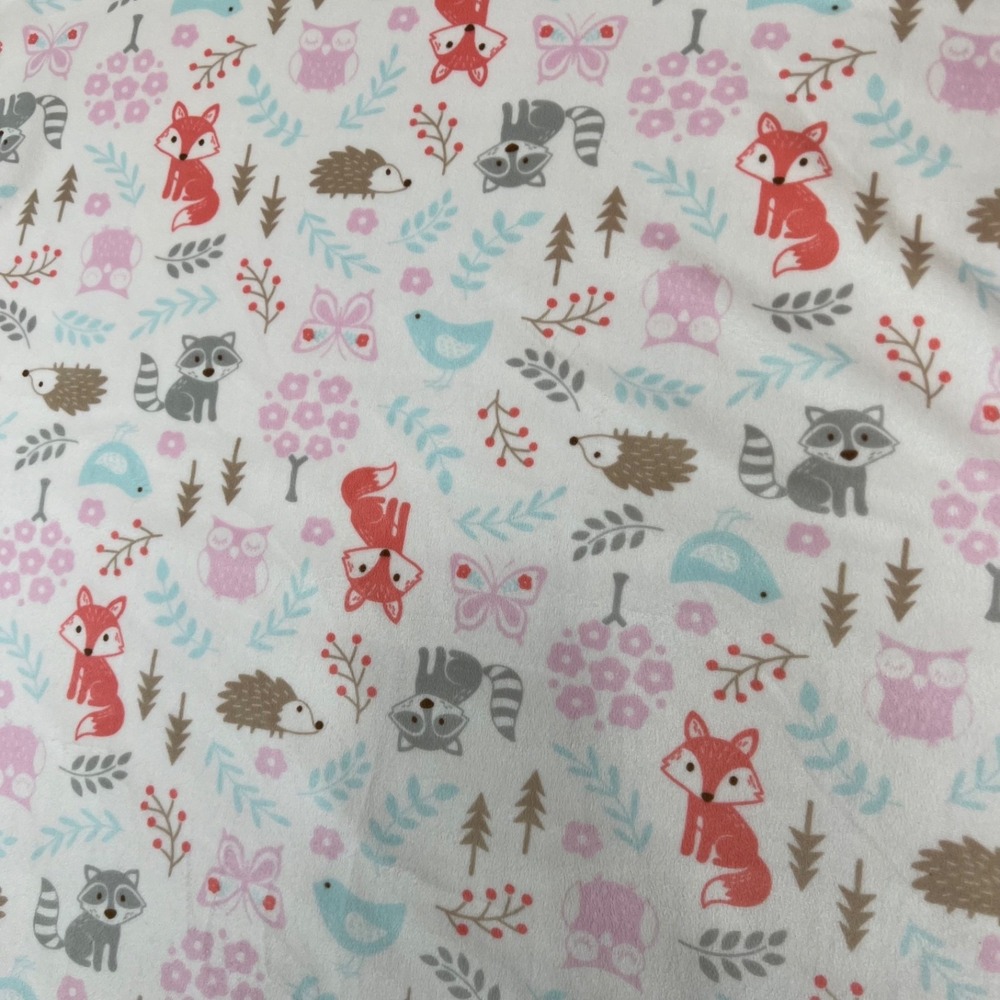 Hudson Baby Blanket Fox‎ Hedgehog Raccoon Woodland Animals HB Sherpa Pink